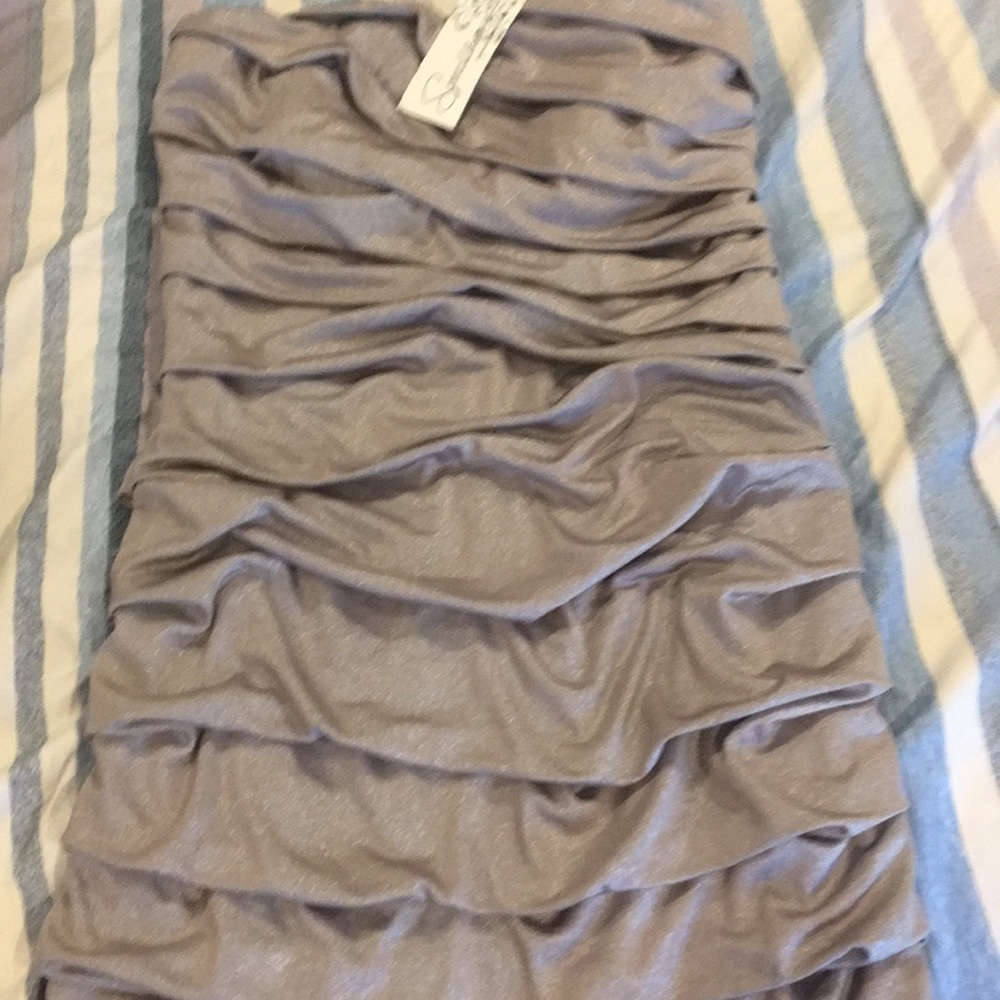 Silver spandex dress strapless